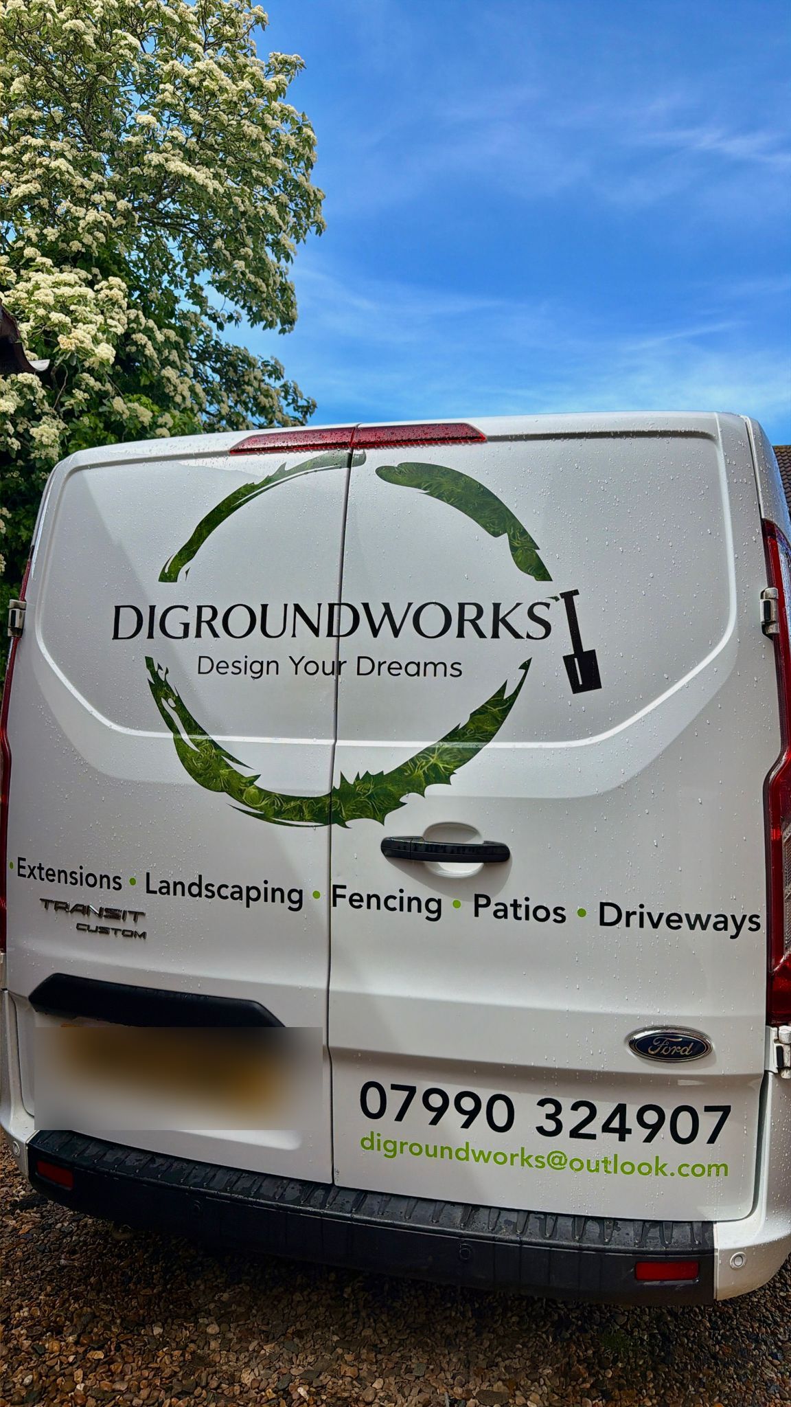 The branded DIGroundworks van on site